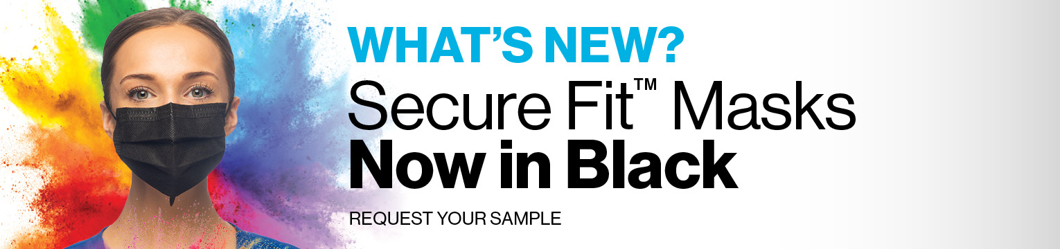 Crosstex™ Surgical Masks with Patented Secure Fit™ Technology Samples: Now in Black
