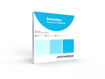 Dental Dam, Latex, Powder-Free/Low Protein, Blue, Medium, Unflavored