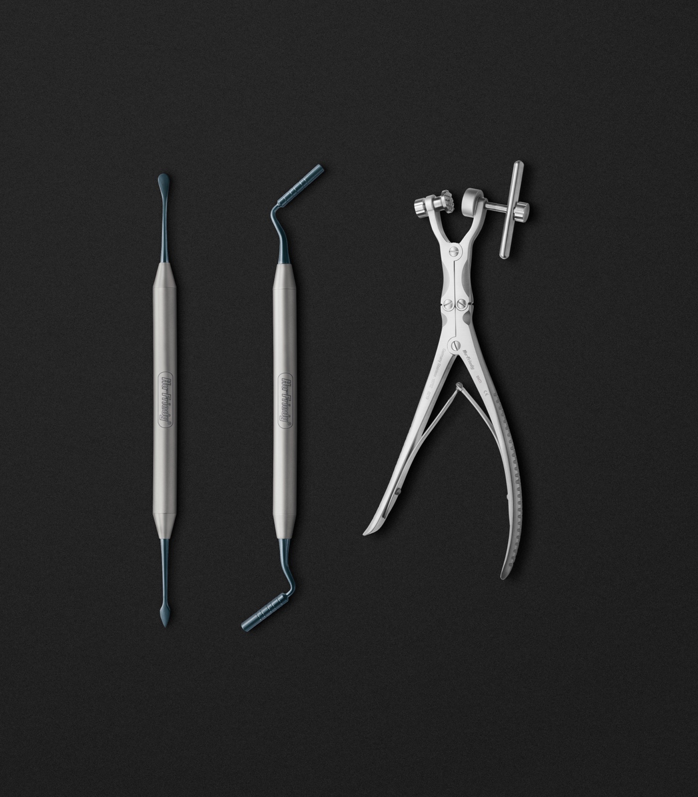 Hu-Friedy surgical curettes and rubber dam forceps