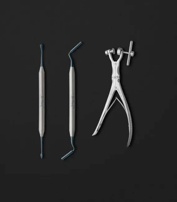 Hu-Friedy surgical curettes and rubber dam forceps
